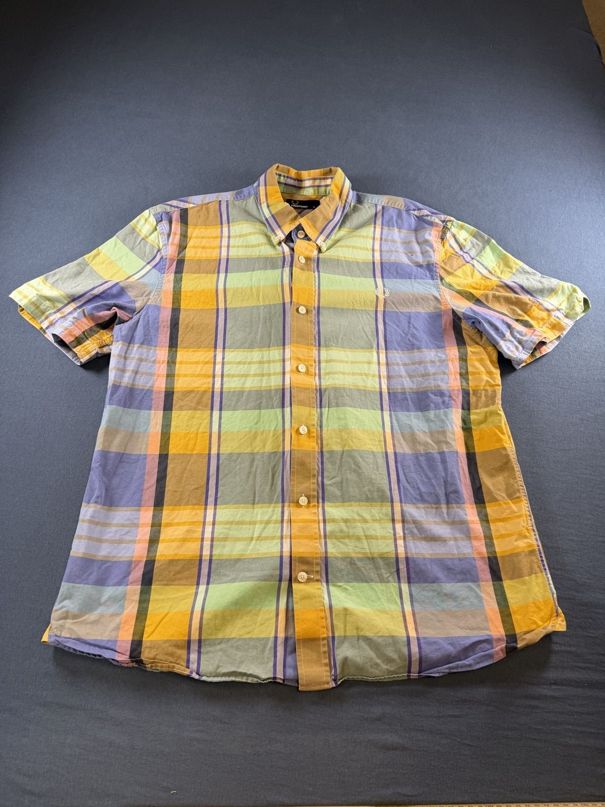 Meerkleurig geruit flanel overhemd heren XL – Fred Perry, Reichenbachstrasse 12, 80469 München, Duitsland, Zo goed als nieuw, Productsafety@fredperry.com
