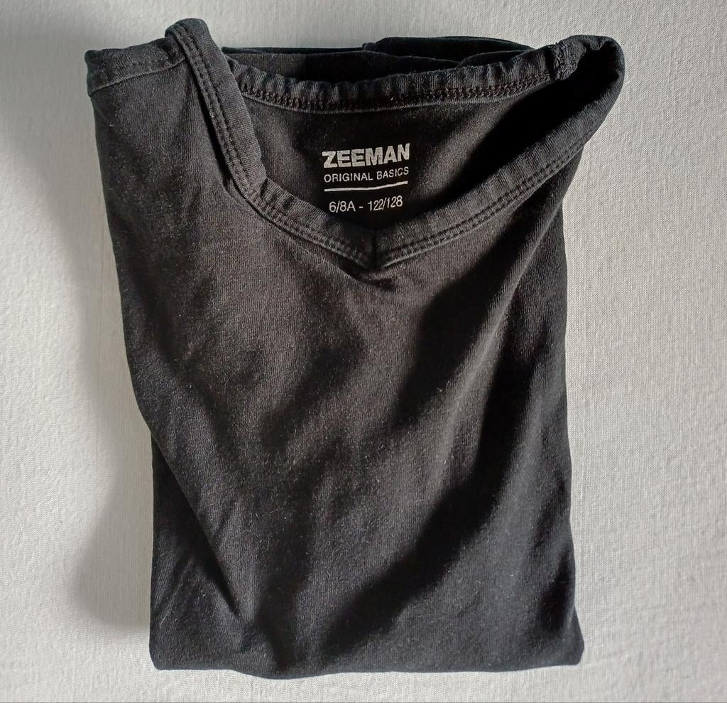 Basic longsleeve zwart mt 122/128, Zeeman, Gebruikt, Jongen of Meisje, Ophalen of Verzenden