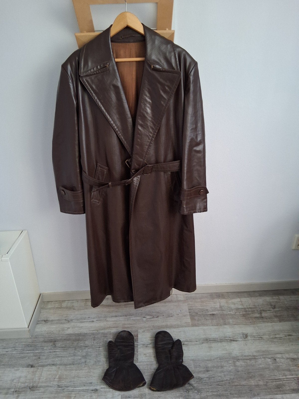 Vintage bruine leren jas, Ophalen, Gedragen, Bruin