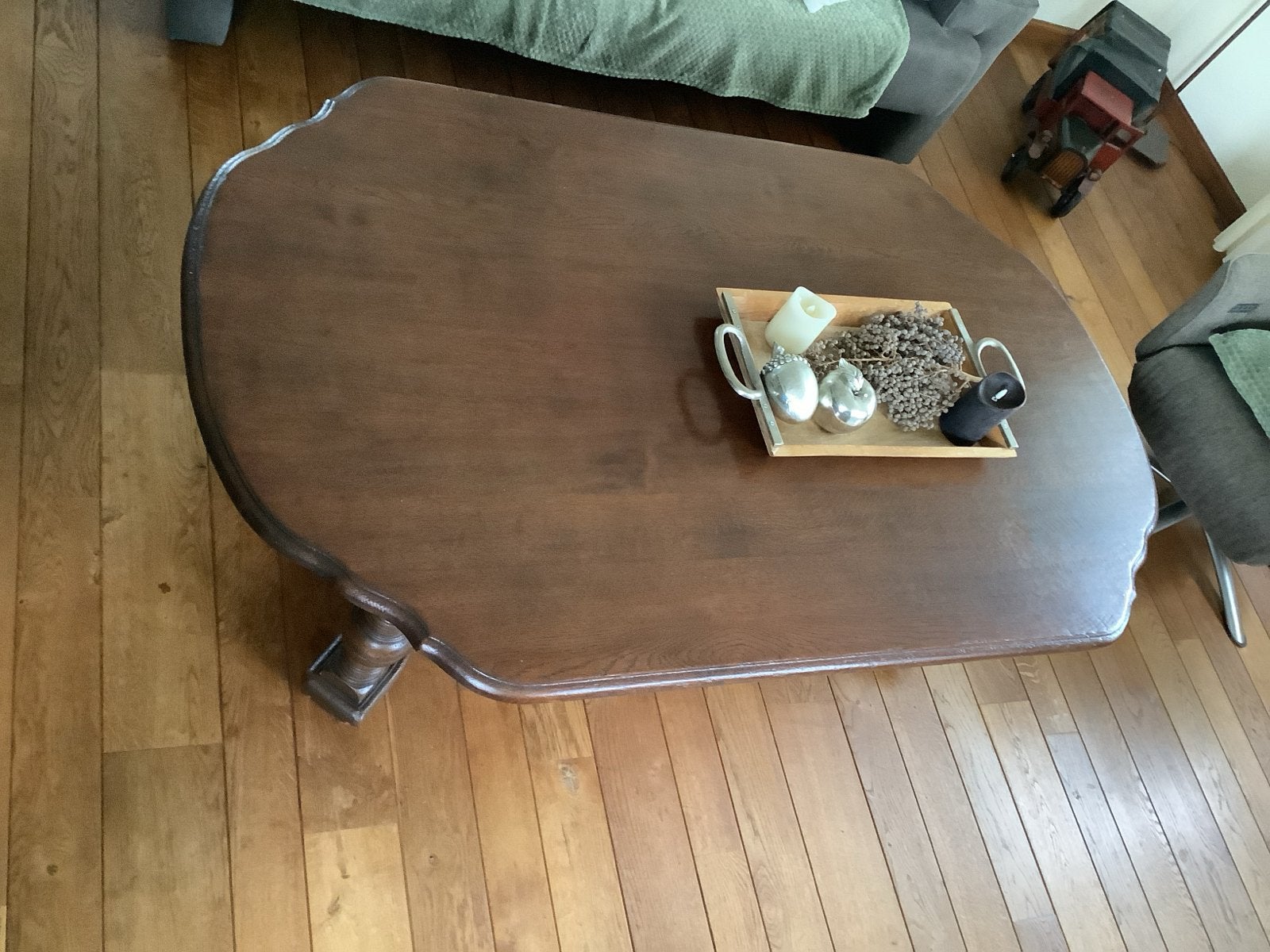 Kopie Antieke salontafel van eikenhout, Ophalen, Gebruikt, 100 tot 150 cm, Eikenhout