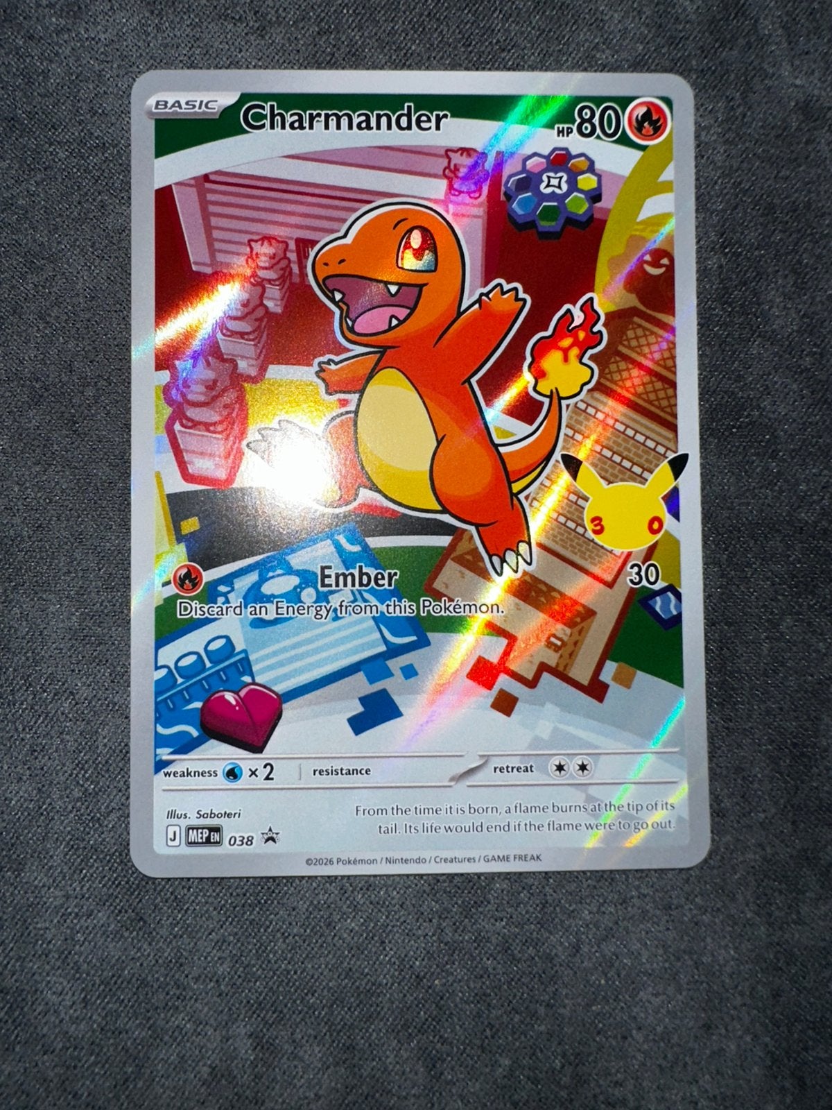 Pokemon kaart Charmander 038 Promo van First Partner Series, Ophalen of Verzenden, Zo goed als nieuw, Losse kaart