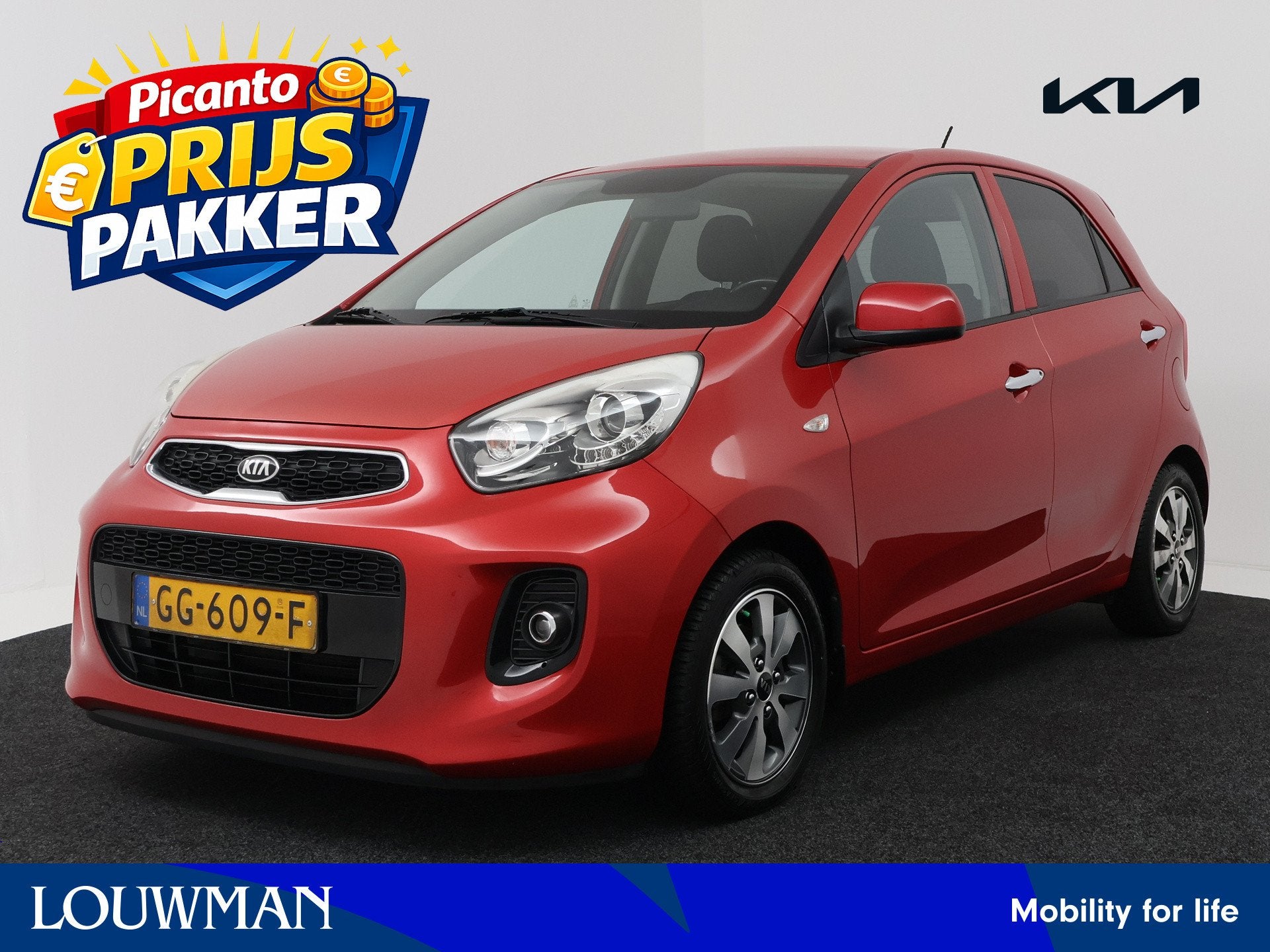 Kia Picanto 1.0 CVVT First Edition | Volledig dealeronderhou, Auto's, Kia, Stof, Gebruikt, Zwart, Automatische klimaatregeling