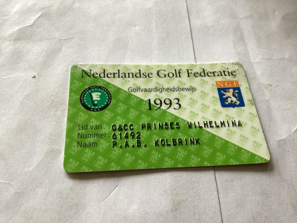 Nederlandse Golf Federatie Golfvaardigheidsbewijs 1993
