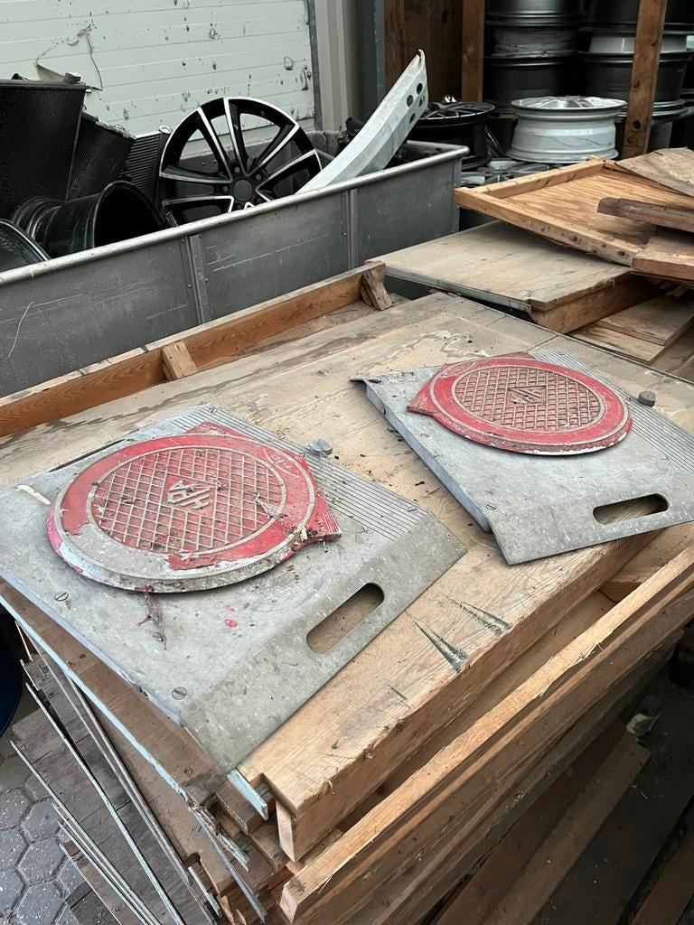 Nostalgische spoorplaten / zijslip-meter, Auto diversen, Autogereedschap, Ophalen, Gebruikt