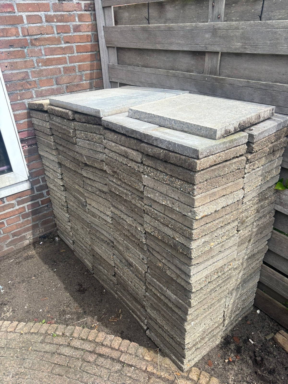 Tuintegels 20m2, Ophalen, Gebruikt, Beton, Terrastegels