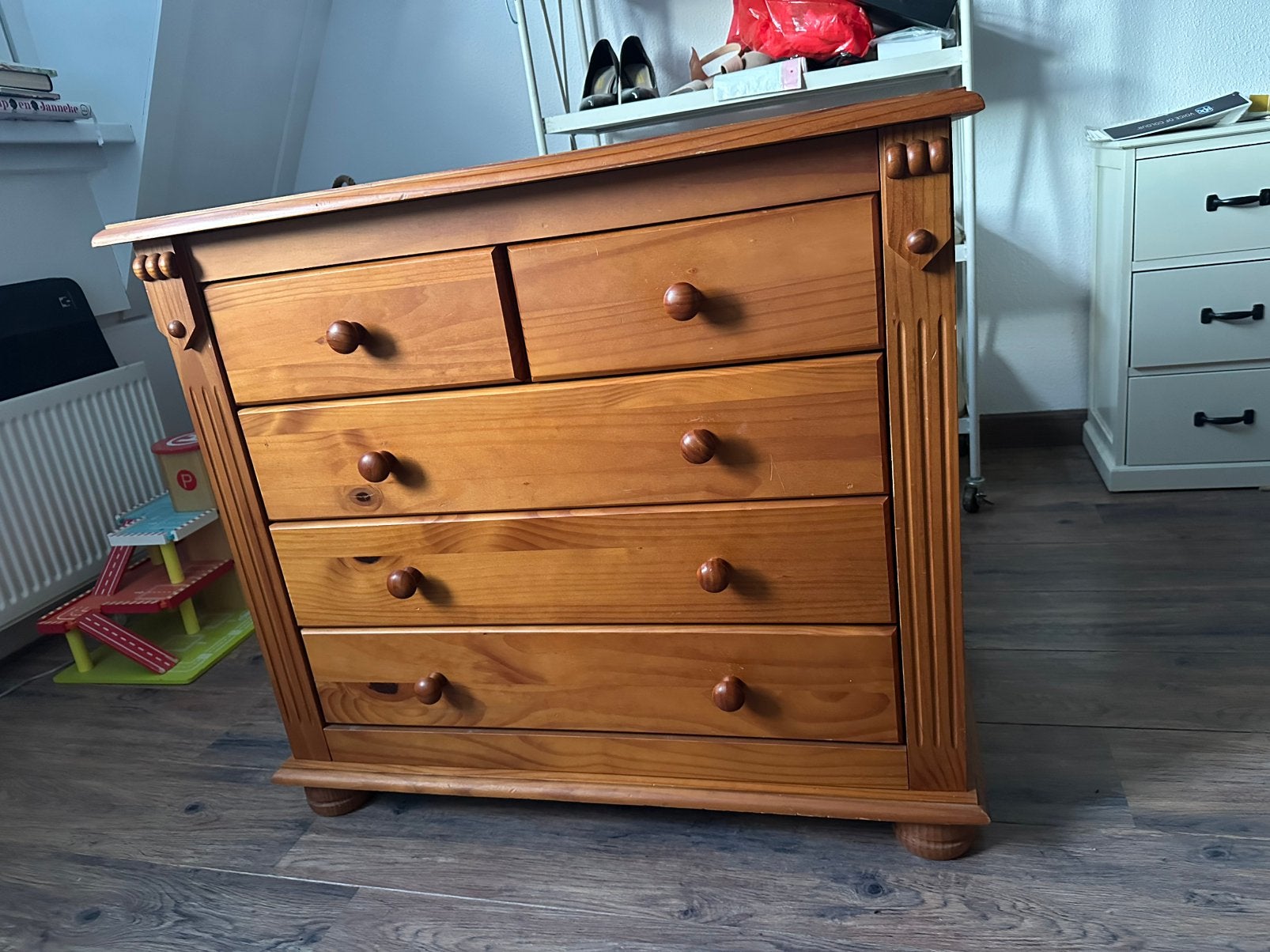 Commode/ladenkast/dressoir grenenhout, Ophalen, Gebruikt, 5 laden of meer, 50 tot 100 cm