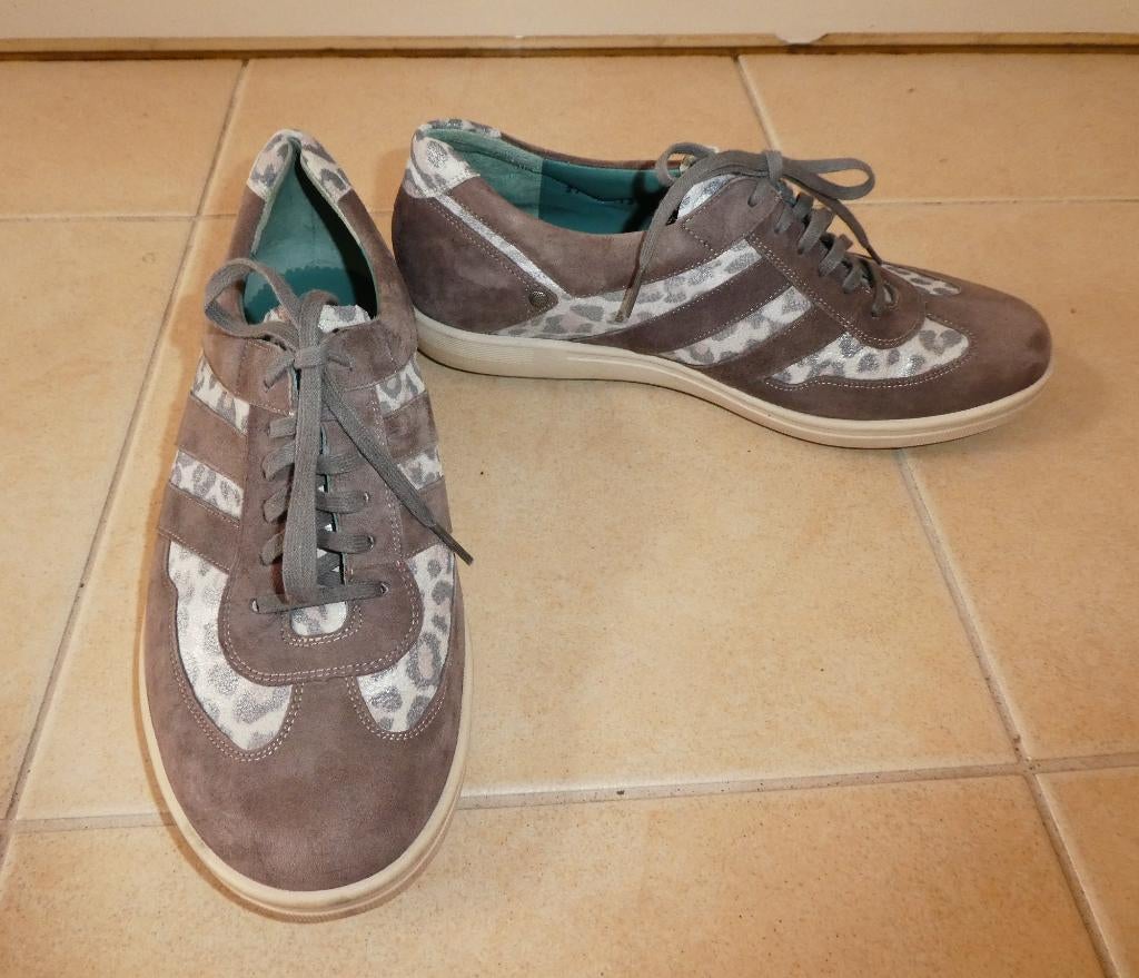 Durea sneakers 38 breedte H bruin zilver metallic zwart ZGAN, Durea, Bruin, Verzenden, Sneakers of Gympen