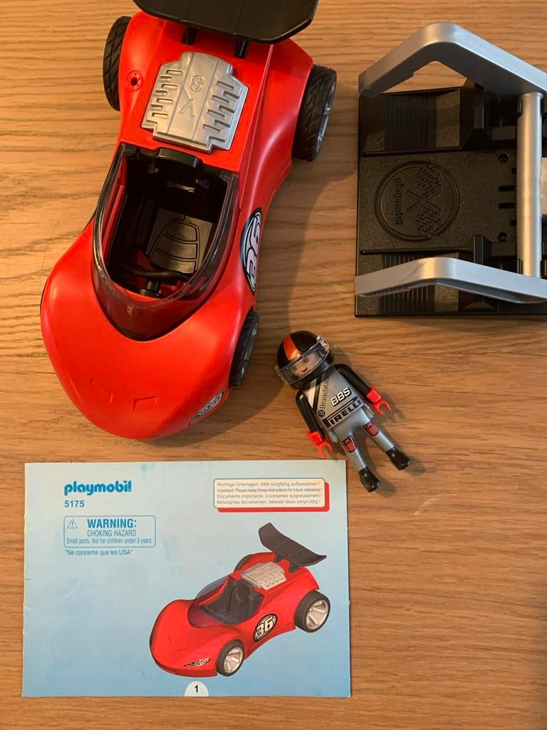 Playmobil raceauto met coureur en standaard (5175), Ophalen of Verzenden, Zo goed als nieuw