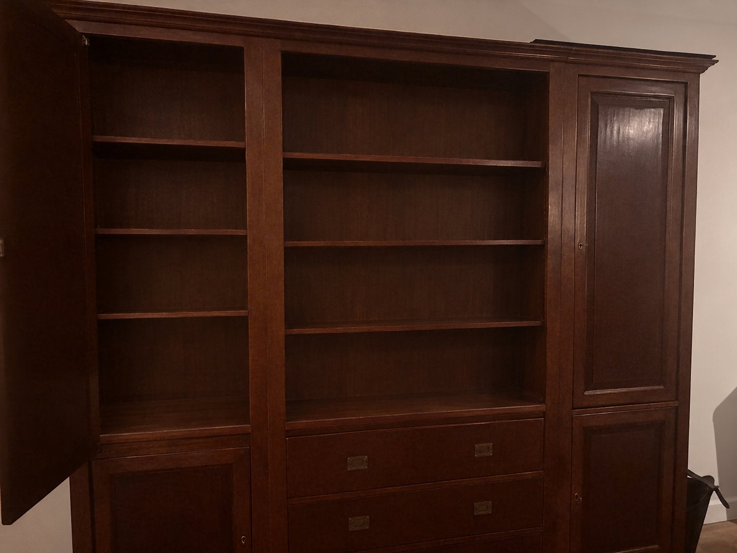 Cherry Classic boekenkast met Paneeldeuren en Ladenblok, Ophalen, Gebruikt, 200 cm of meer, 200 cm of meer