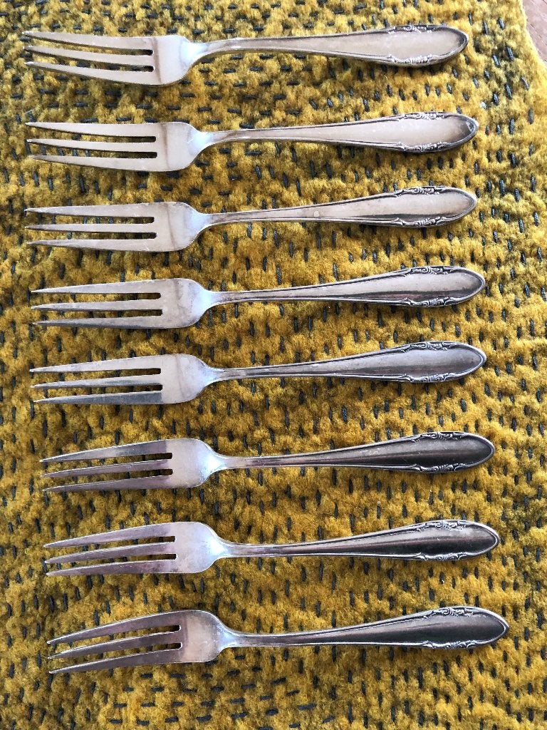 Vintage verzilverde gebaksvorkjes, Ophalen of Verzenden