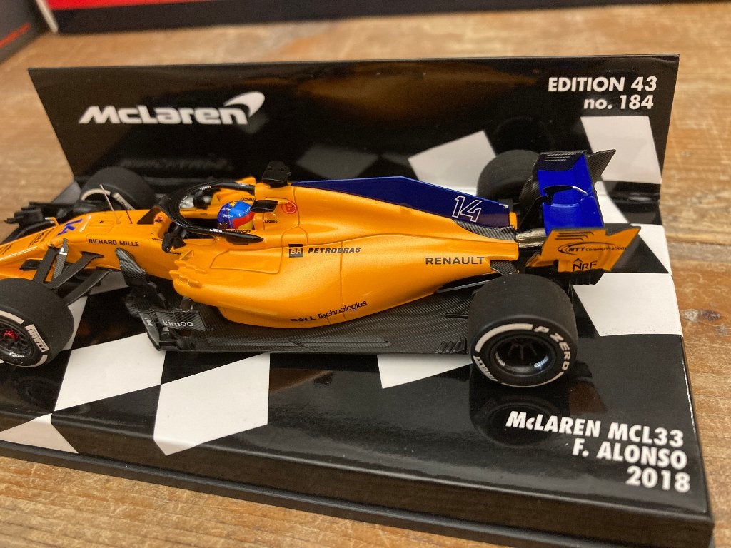 ✅ Fernando Alonso 1:43 2018 Mclaren MCL33 Edition 43 no 184, Verzamelen, Ophalen of Verzenden, Nieuw, Formule 1