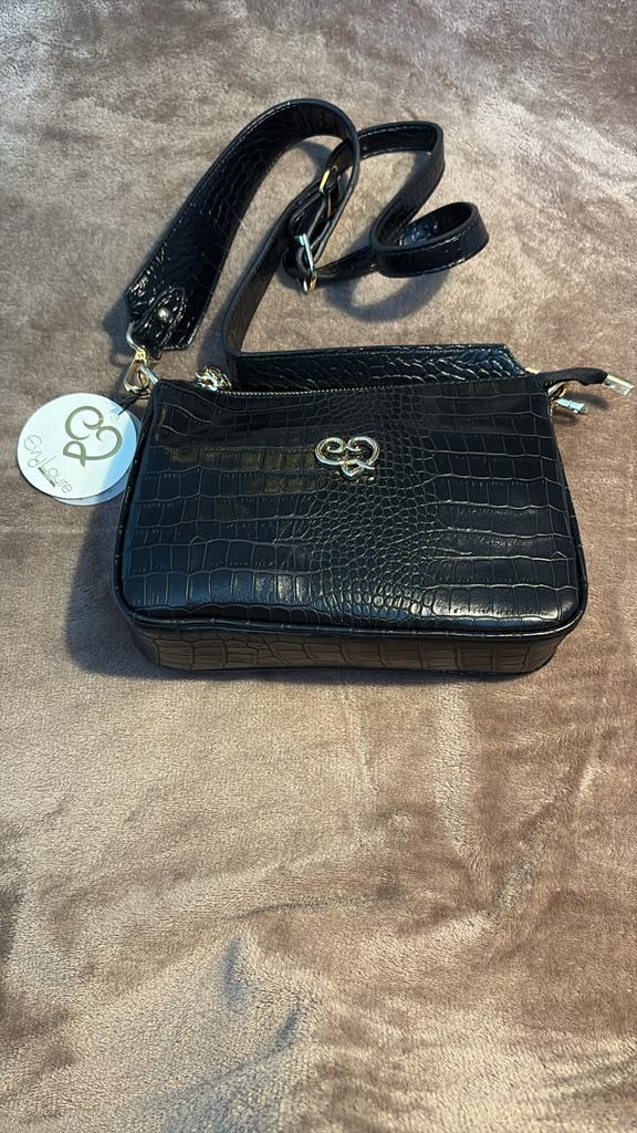 Evy Laure Paris Zwarte Croco Schoudertas - Nieuw, Sieraden, Tassen en Uiterlijk, Tassen | Damestassen, Nieuw, Schoudertasje, Zwart