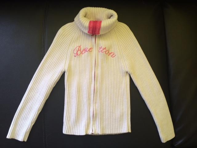 Benetton witte kabelvest kabel vest colvest vest met col 116, Meisje, Trui of Vest, Nieuw, Ophalen of Verzenden