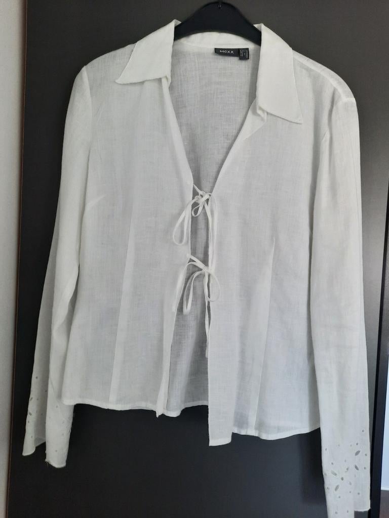 MEXX luxe linnen blouse/ jasje met opengewerkte mouwen., MEXX, Wit, Zo goed als nieuw, Ophalen