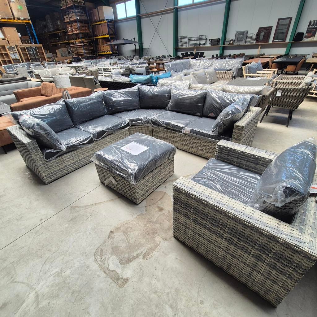 Luxe Wicker Loungeset Menorca - Hoekbank met fauteuil, Tuin en Terras, Tuinsets en Loungesets, Bank, Meer dan 8 zitplaatsen, Nieuw
