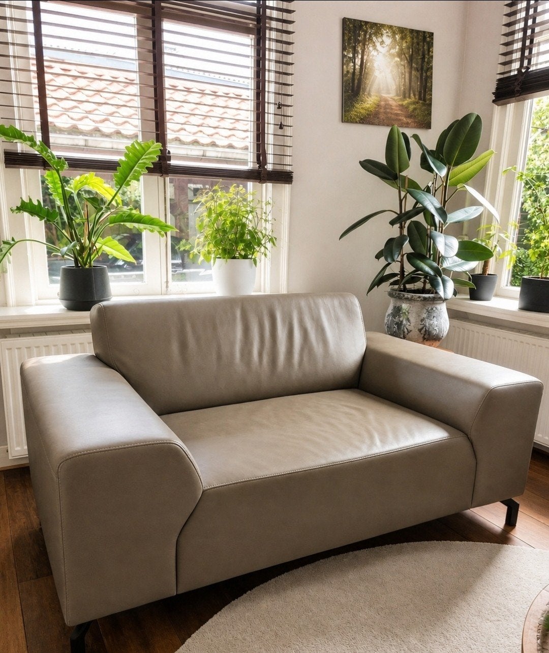 Comfortabele leren bank - 160x90x74 cm, Gebruikt, 150 tot 200 cm, Tweepersoons, Ophalen of Verzenden