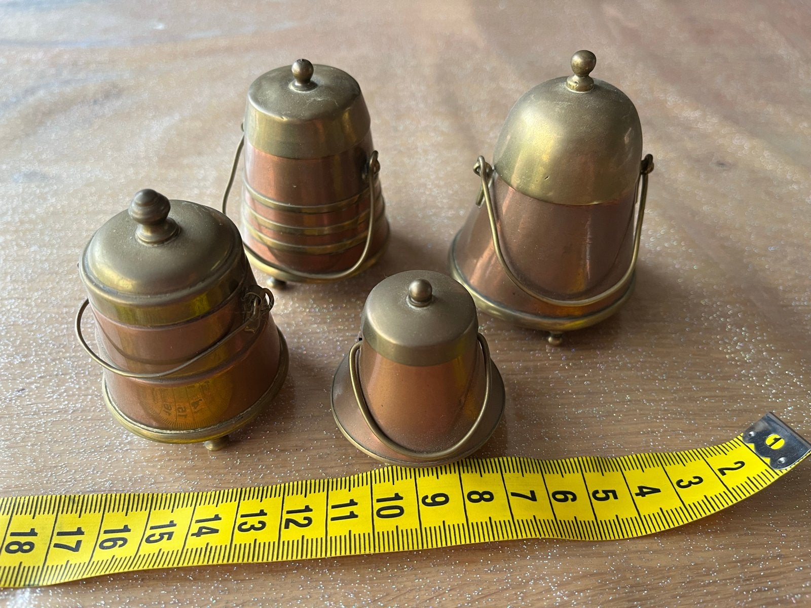 Set van 4 mini koperen kolenkitjes, Antiek en Kunst, Ophalen of Verzenden, Koper