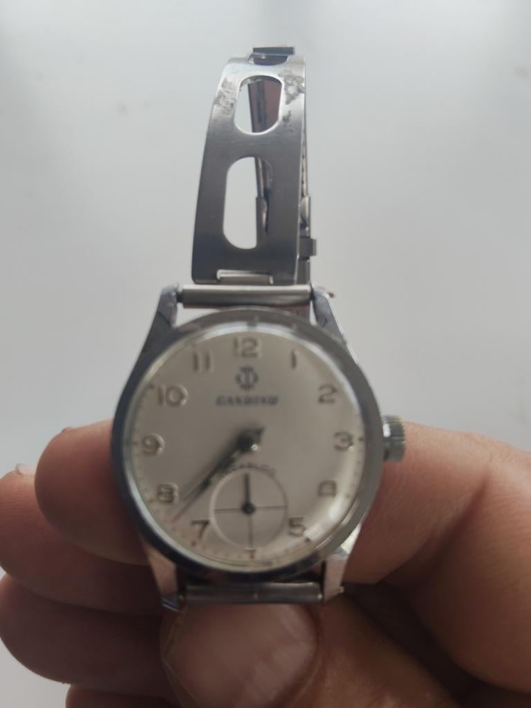 Vintage Gandino Polshorloge ca (1947 1960) Klassiek Design, Overige merken, Staal, Met bandje, Polshorloge