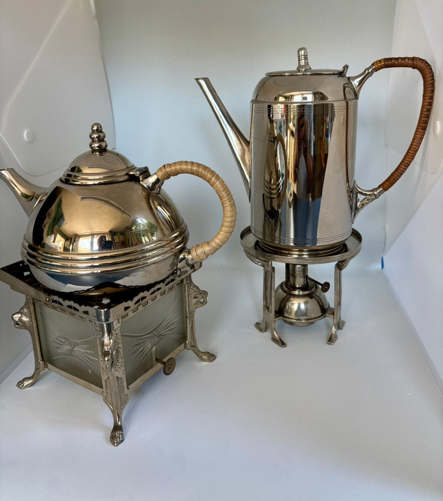ART DECO theepot en koffiepot met branders, Ophalen of Verzenden