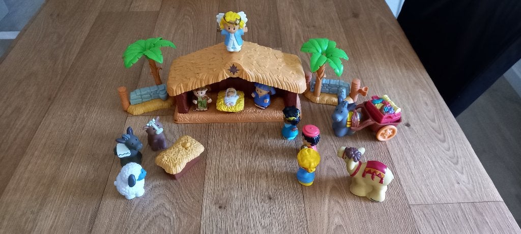 Fisher-Price Little People 18-delig kerststal., Kinderen en Baby's, Ophalen of Verzenden, Zo goed als nieuw, Speelset, Met licht