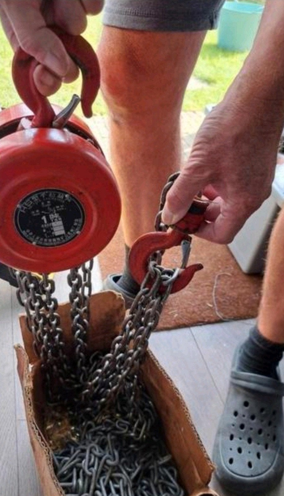 Hand kettingtakel 1 Ton 3m, Ophalen of Verzenden, Zo goed als nieuw, Handmatig