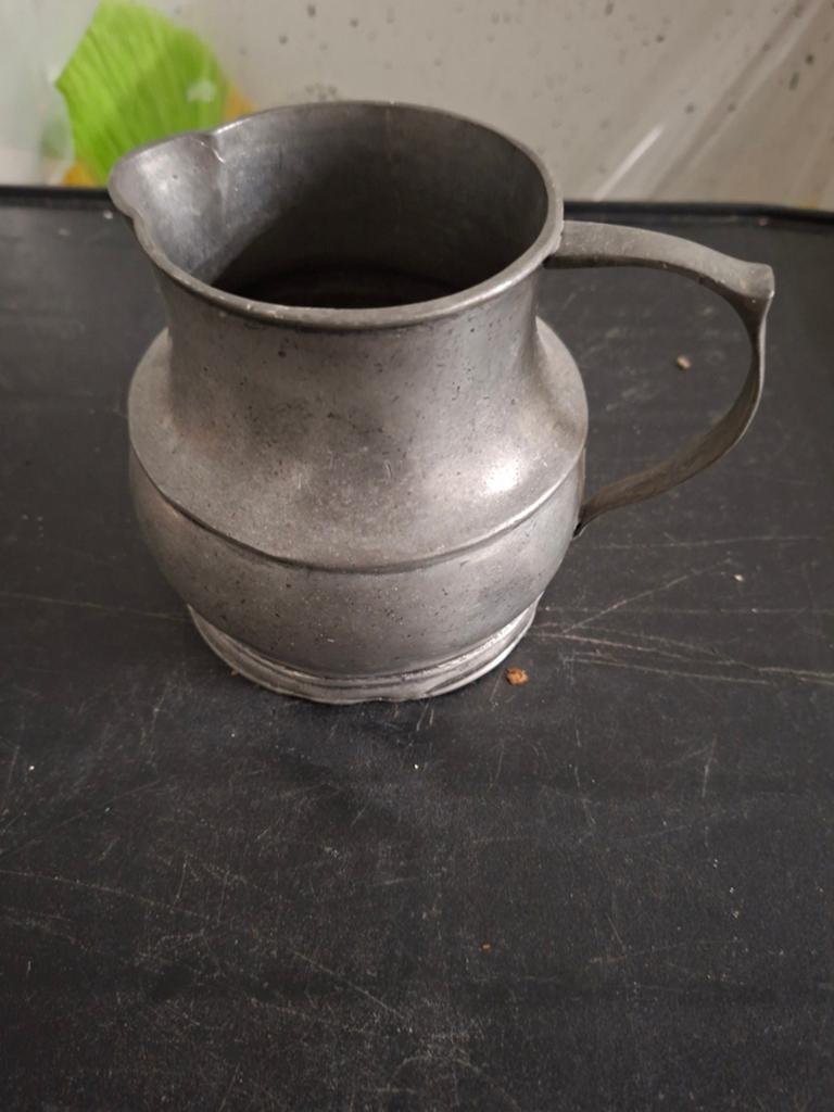 Vintage Tinnen Schenkkan - 15x12cm, Antiek en Kunst, Antiek | Tin, Ophalen of Verzenden