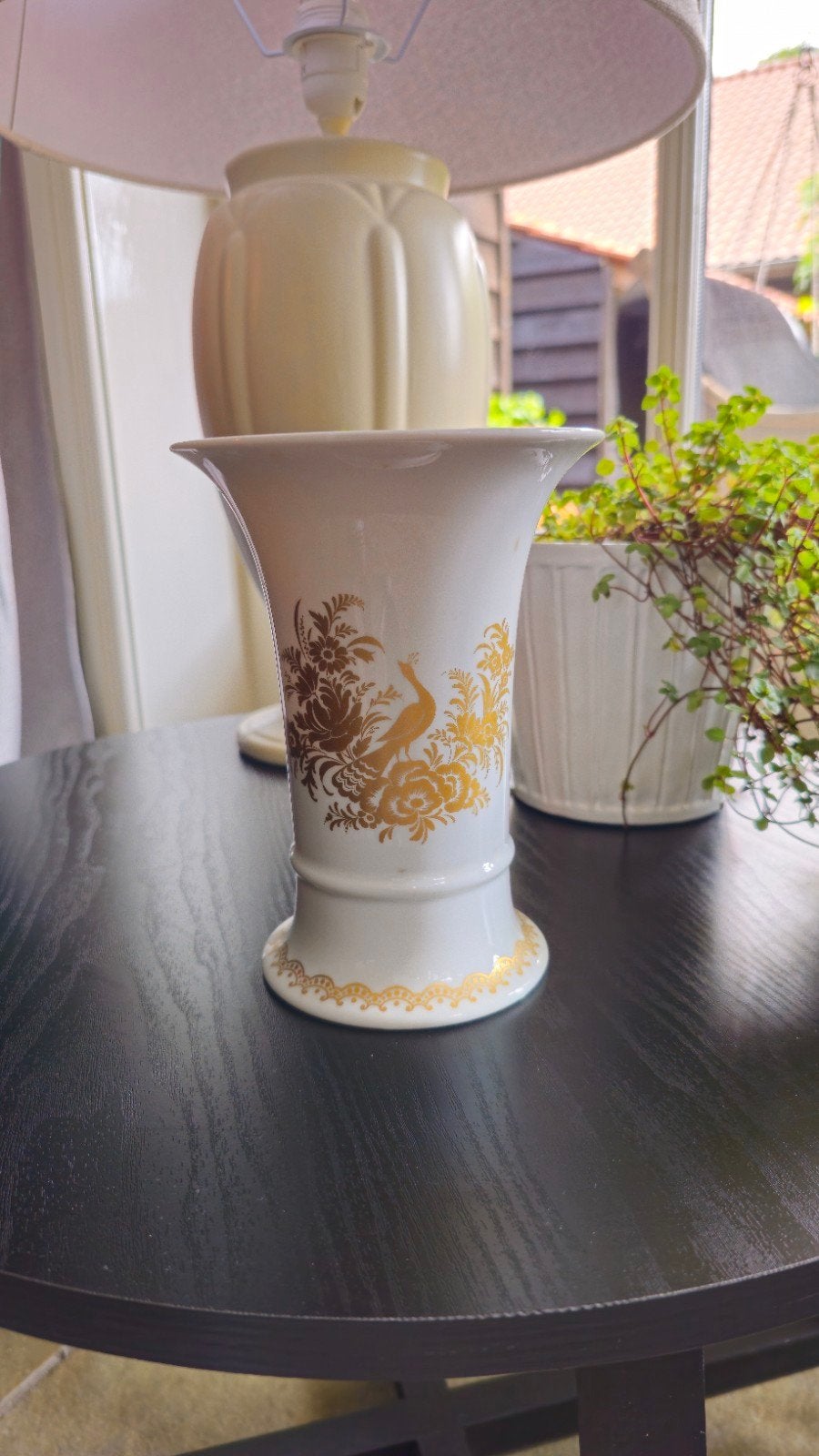 Heinrich Germany vaas met gouden pauw decor, Ophalen of Verzenden