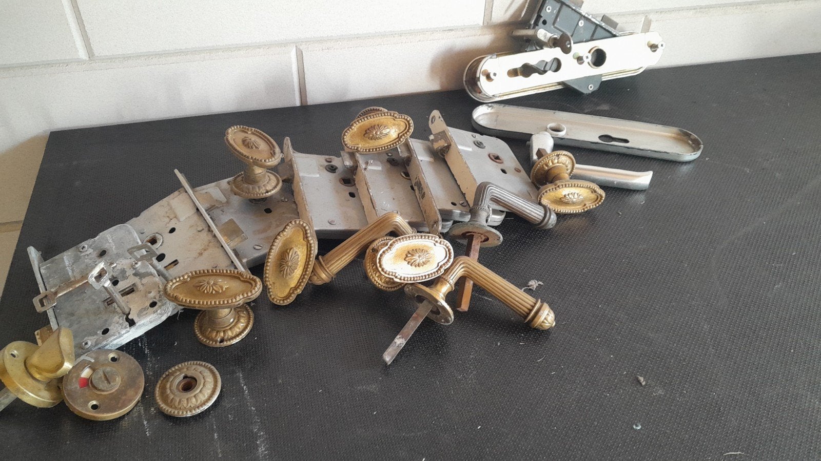 hang en sluitwerk, Ophalen of Verzenden, Gebruikt, Koper of Messing, Klink of Kruk