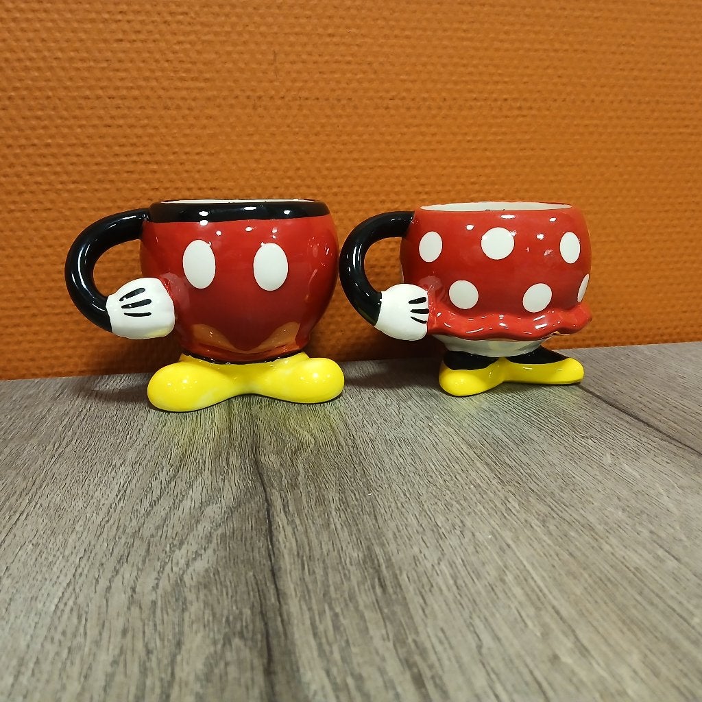 disney mickey en minnie mouse 3d mokken, Ophalen of Verzenden, Mickey Mouse, Gebruikt, Servies
