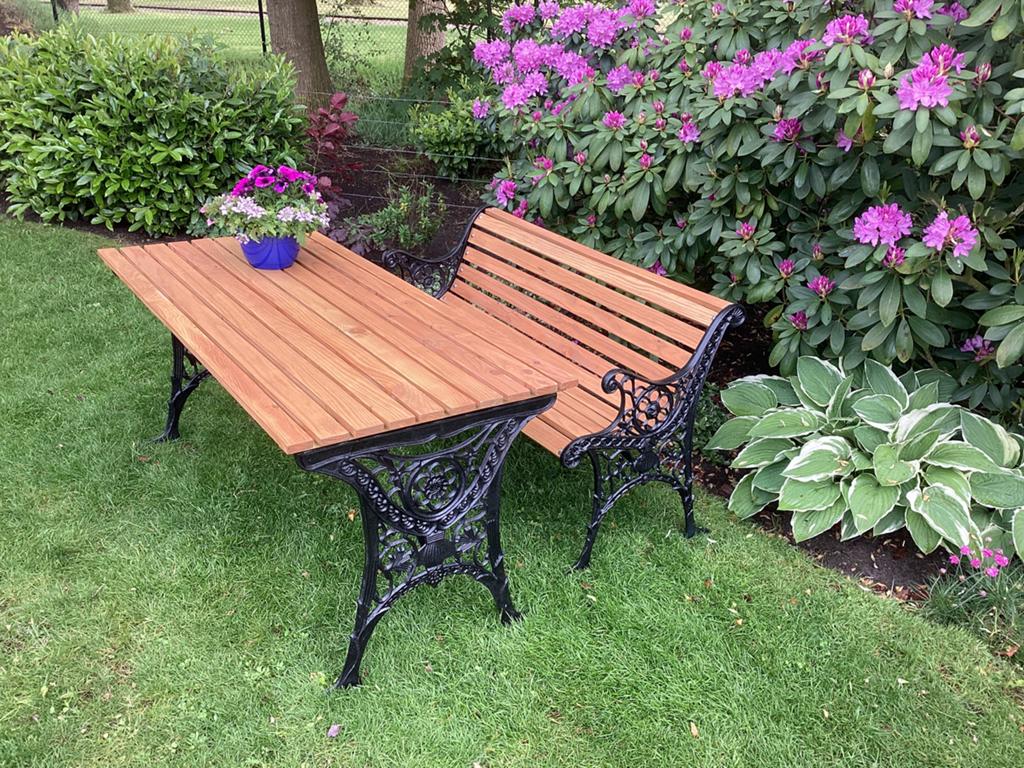 Schitterend gietijzeren tuinset, Tuin en Terras, Ophalen, Zo goed als nieuw, Hout, Bank