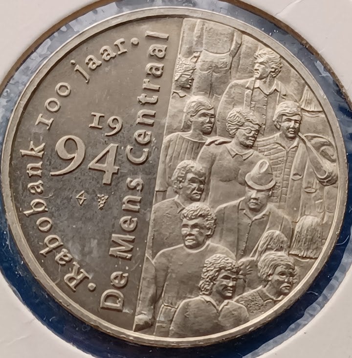 Penning Beatrix Rabobank 100 jaar "De Mens Centraal" - 1994, Verzenden, Overige materialen, Nederland