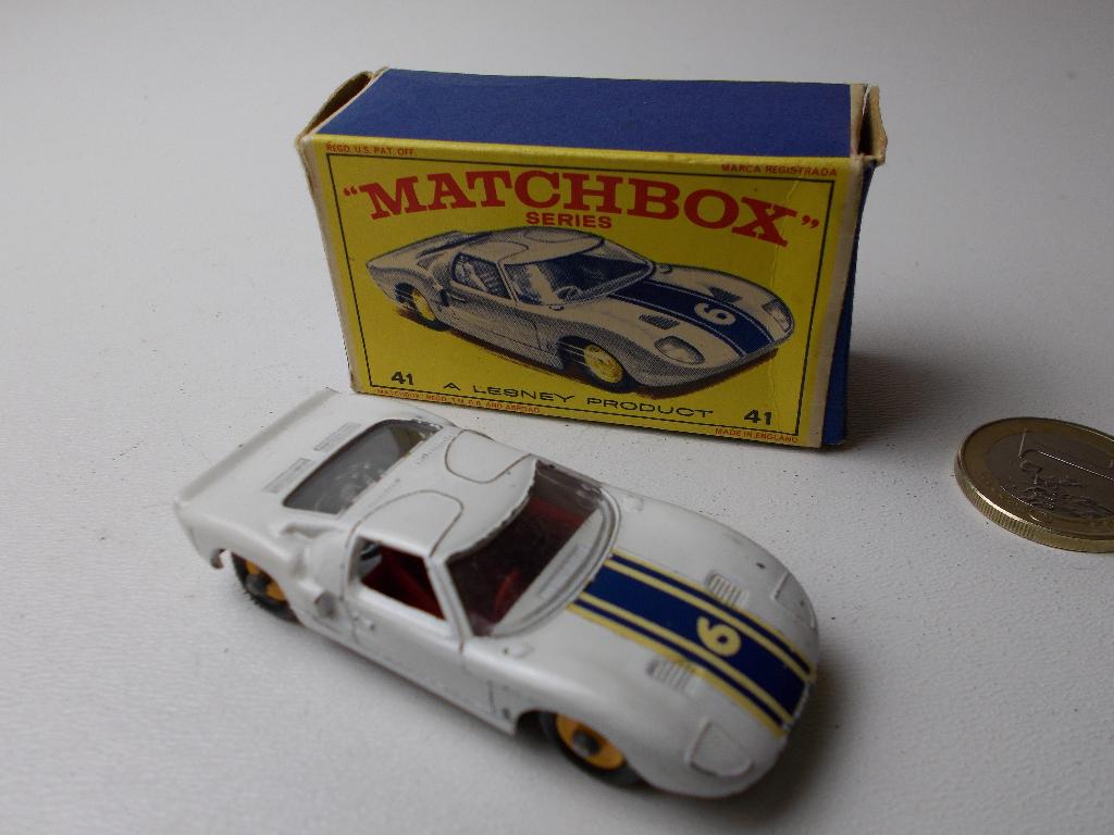 1965 Matchbox Series Lesney Nr 41 FORD GT +ORIGINEEL DOOSJE!, Ophalen of Verzenden, Zo goed als nieuw, Auto, Matchbox