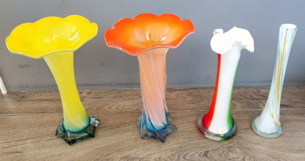 Murano vazen: Geel Groen + Orange Blauw + Italie. Plus extra, Ophalen of Verzenden