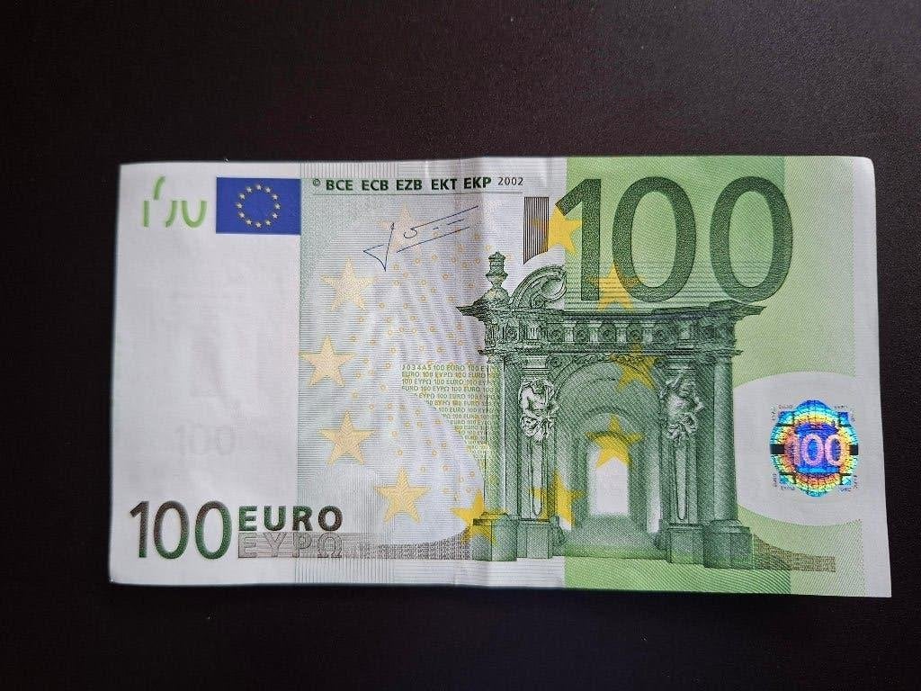 2002 Italië 100 euro oude serie Trichet printcode J034, Postzegels en Munten, Bankbiljetten | Europa | Eurobiljetten, Verzenden