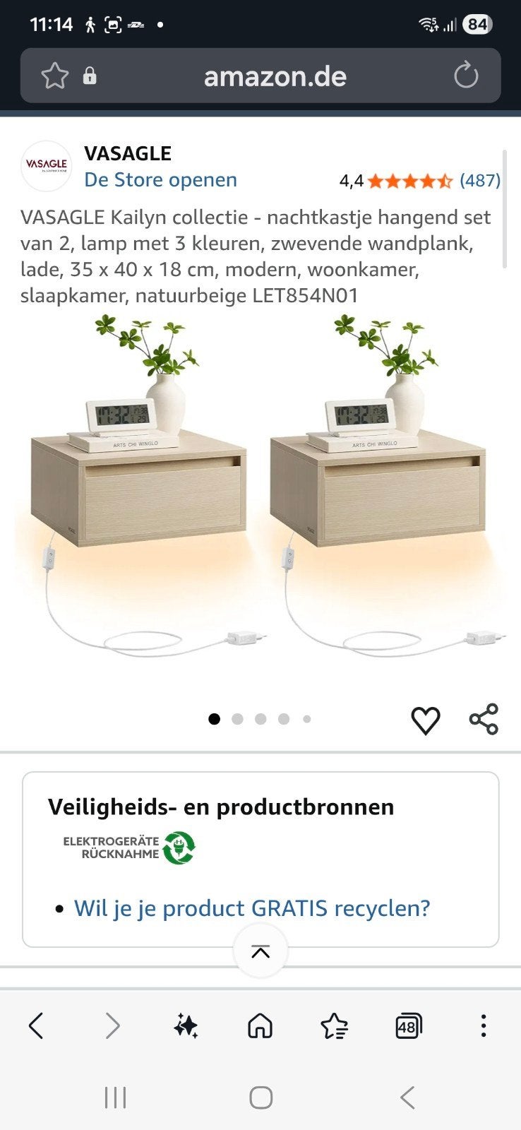 nachtkastjes hangend 2 stuks, Ophalen of Verzenden, Nieuw, Tweepersoons
