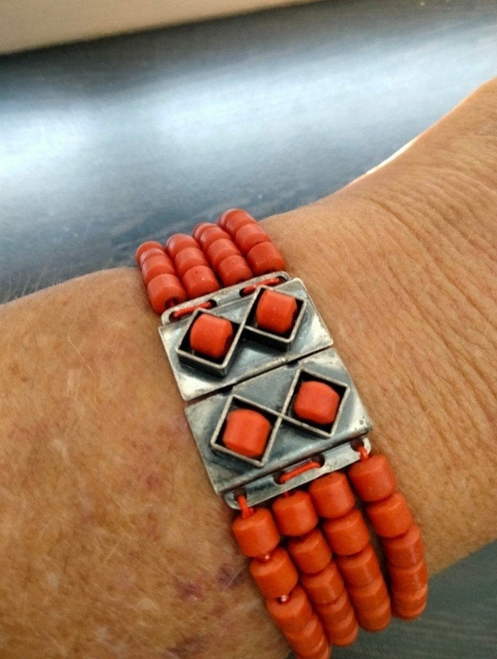 koraal armband, Verzenden, Zo goed als nieuw, Rood, Elastiek