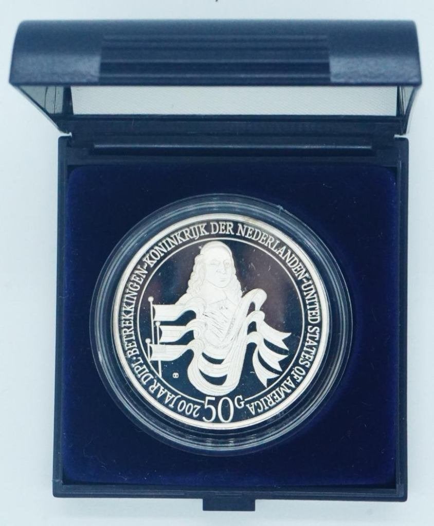 NL Antillen 50 Gulden 1982 Dipl betrekkingen NL Zilver Proof, Postzegels en Munten, Munten | Nederland, Koningin Beatrix, Zilver
