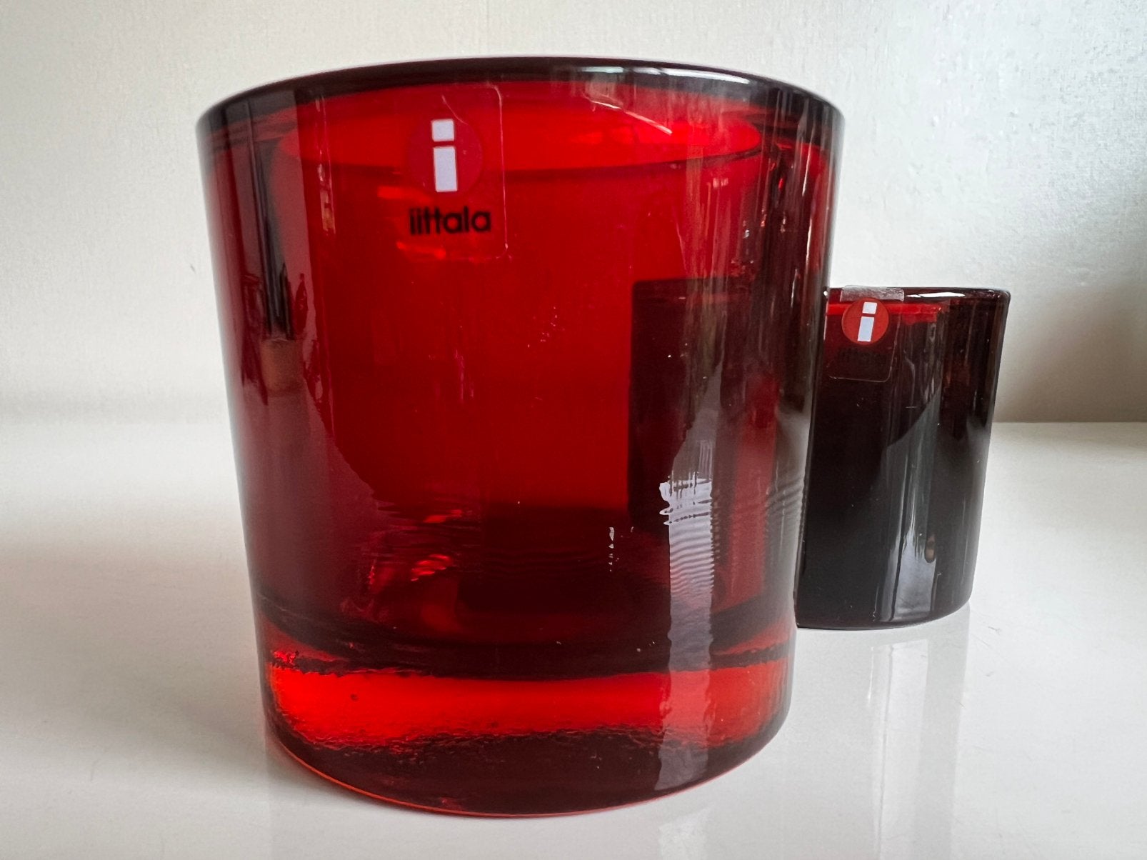 Iittala Kivi Glas Kandelaar Red Punainen 80 mm, Waxinelichthouder, Ophalen of Verzenden, Iittala, Glas