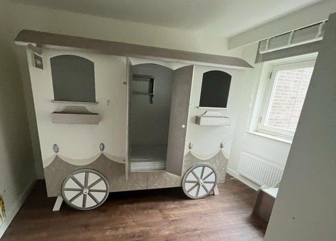 Bed Prinsessen Koetsbed met opbergruimte| Zeer nette staat, Ophalen, Eenpersoons, Luxe stijl, Zo goed als nieuw