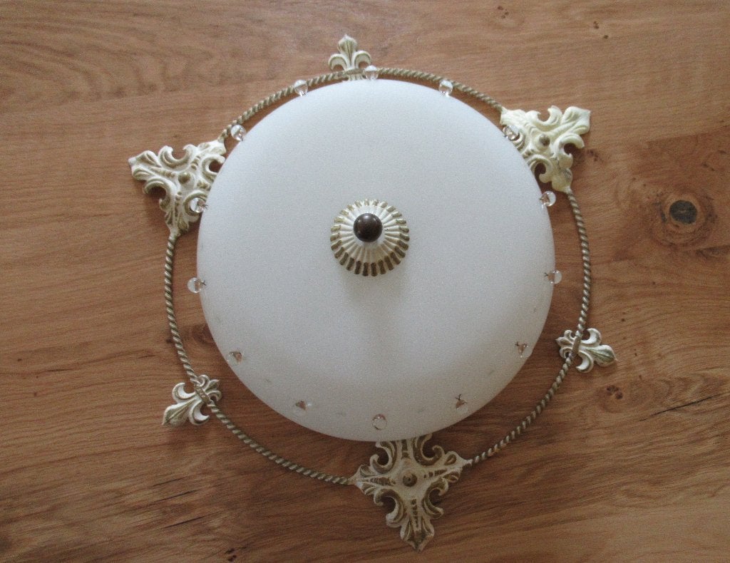 Te koop antieke vintage brocante plafonnière., Ophalen, Zo goed als nieuw, Glas