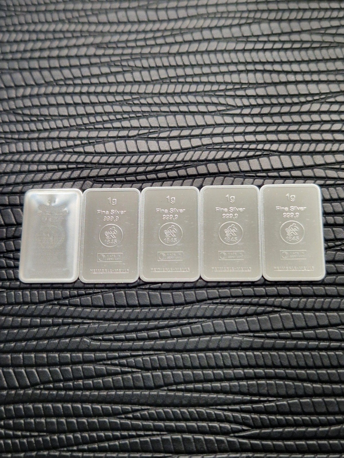 5x 1g Heimerle + Meule Zilveren Baartjes 999.9, Ophalen of Verzenden