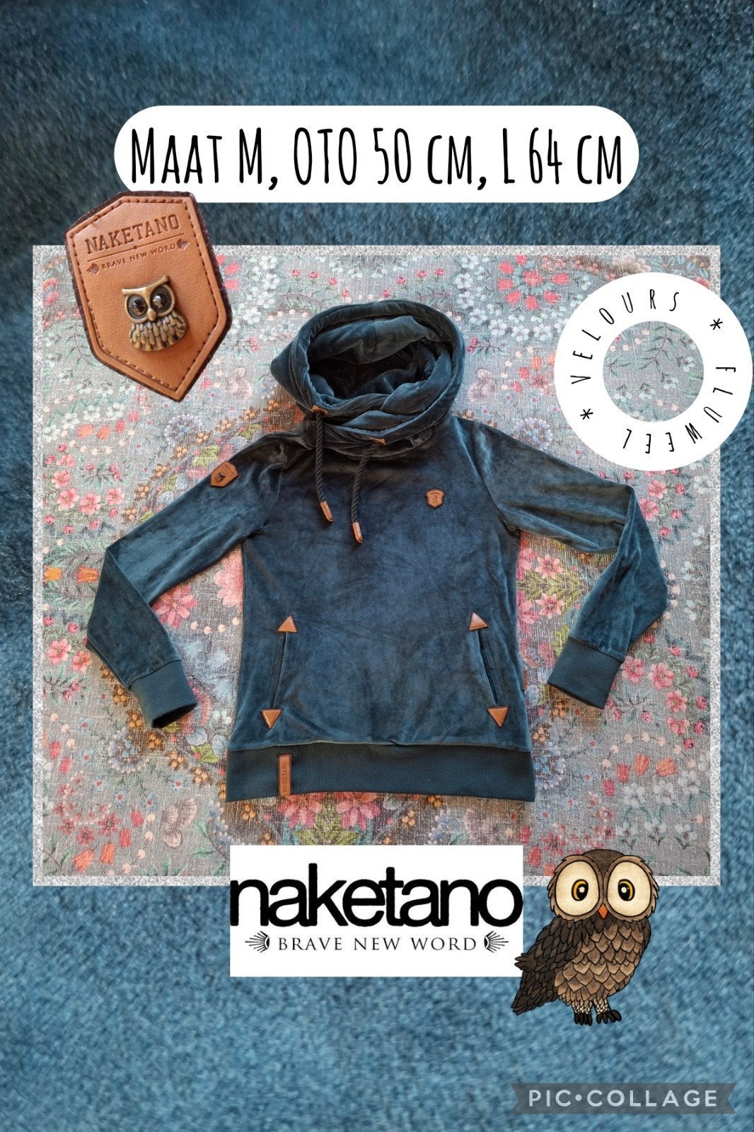 Naketano trui hoodie velours blauwgrijs, maat M, zfan, Maat 38/40 (M), Zo goed als nieuw, Naketano, Verzenden