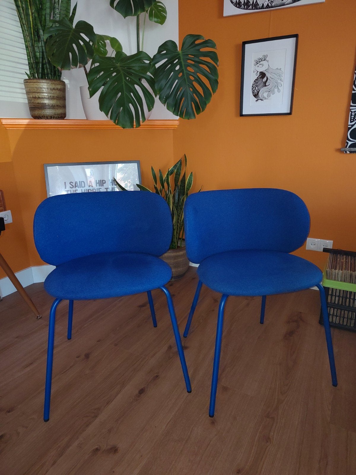 twee blauwe ikea eetkamerstoelen, Krylbo, Twee, Blauw, Ophalen of Verzenden, Zo goed als nieuw