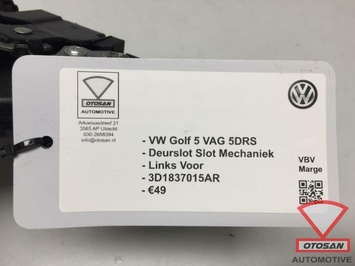 vw golf 5 deurslot slotmechaniek rechts voor 3d1837016ar, Gebruikt, Volkswagen, Volkswagen AG, Vw@volkswagen.de
