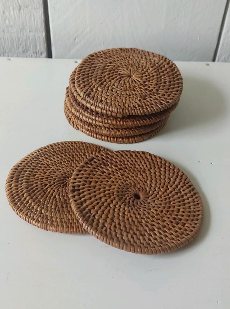 Vintage Rattan onderzetters voor glazen natuurlijk landelijk, Huis en Inrichting, Woonaccessoires | Onderzetters, Ophalen of Verzenden