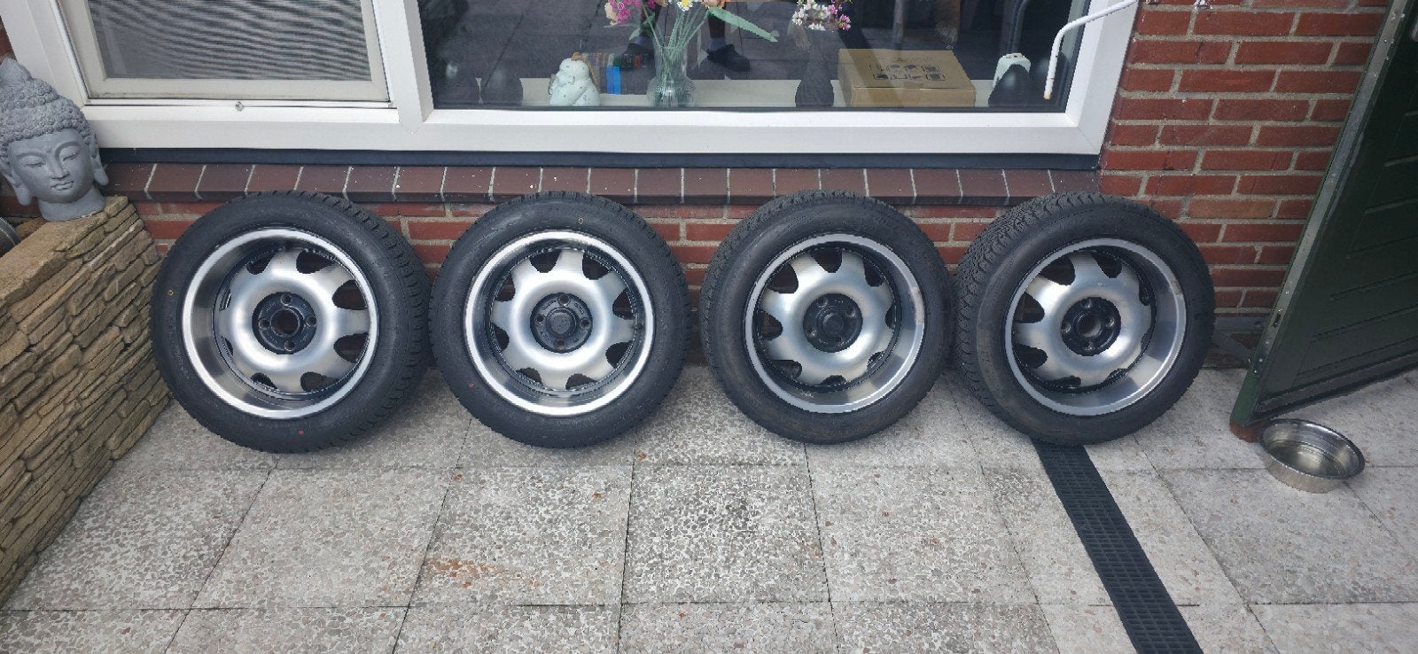 Borbet Cup velgen 4x100 15 inch met nieuwe all season banden, Ophalen, Gebruikt, 15 inch, Banden en Velgen