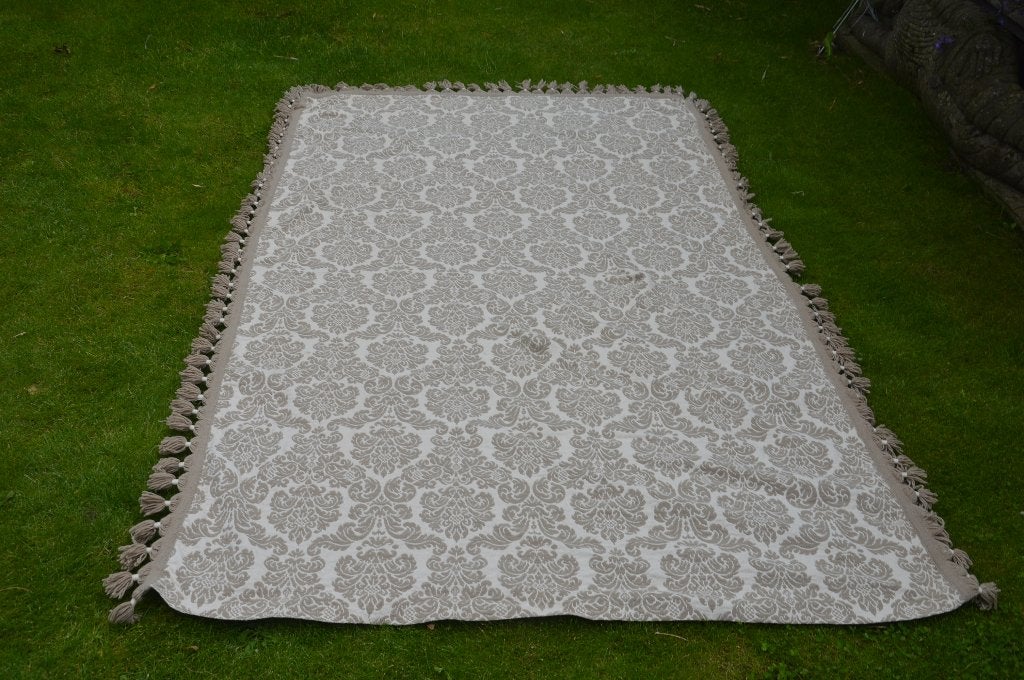 woondeken/ plaid/ sprei Roomwit/ beige, Bijenkorf Karoflor, Gebruikt, Beige, Tweepersoons, Ophalen of Verzenden