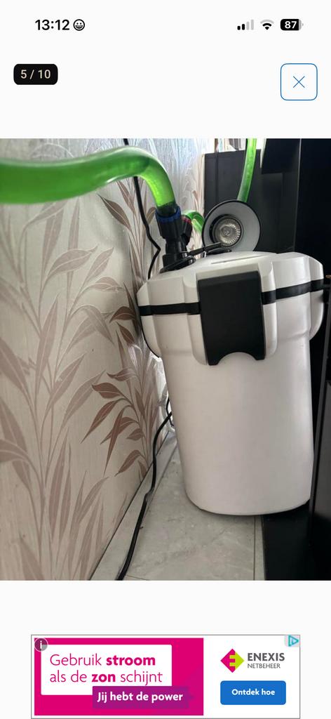 Aquarium met grote Aquariumwaterfilter, Ophalen, Inclusief toebehoren, Zo goed als nieuw, Gevuld zoetwateraquarium
