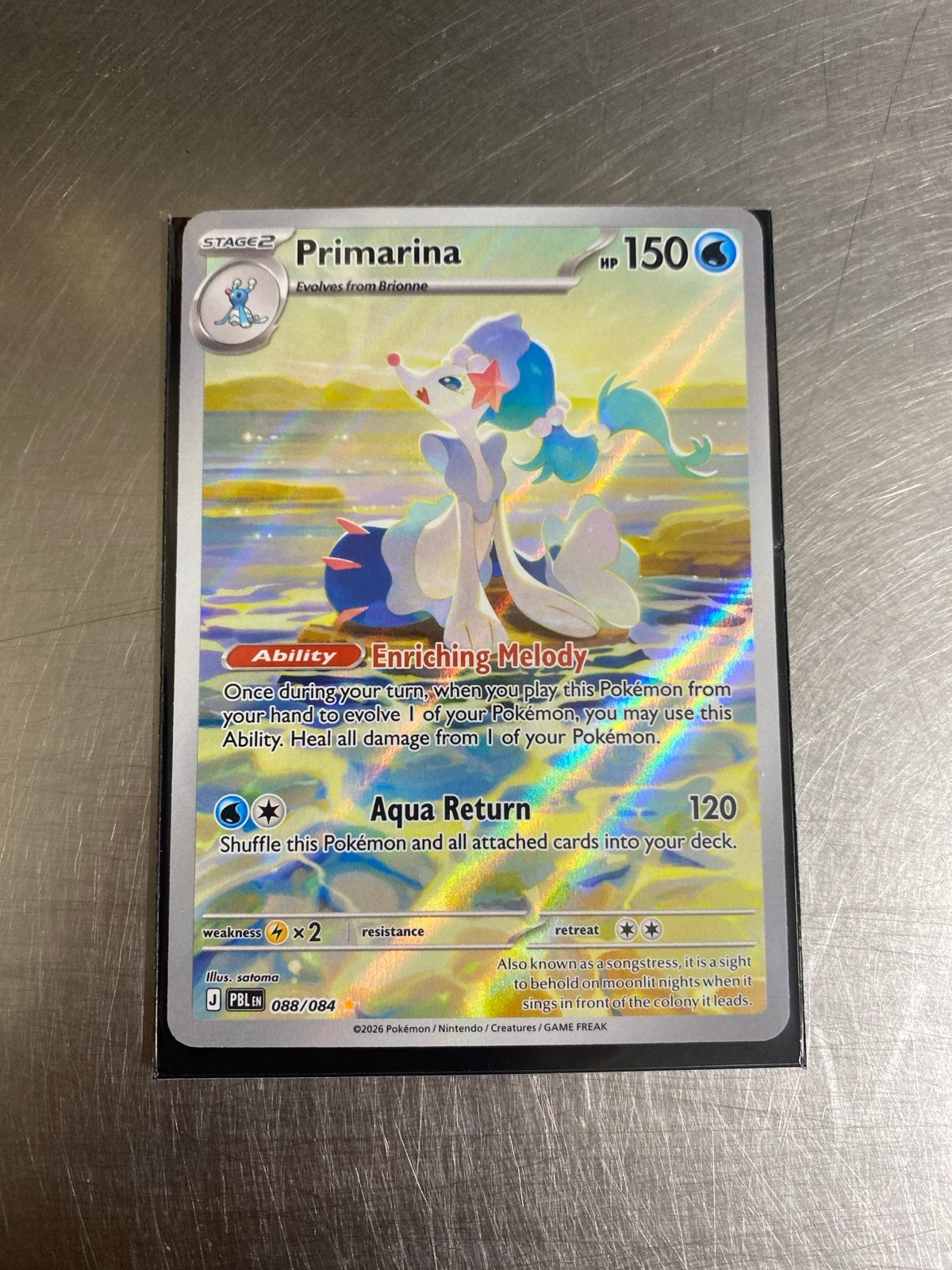 Pokémon Kaart Primarina 088/084 PBLEN Foil, Ophalen, Zo goed als nieuw, Losse kaart, Foil