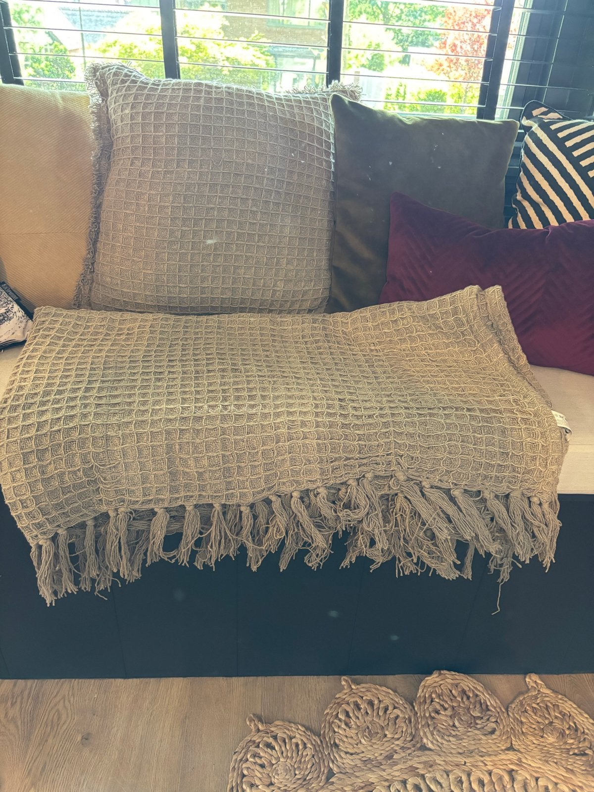 Set van plaid en kussen - TISECO Home Studio, Overige merken, Inclusief binnenkussen, Beige, Vierkant